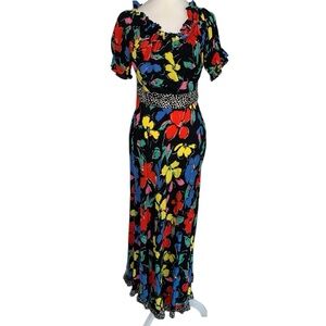 NWT Rixo x Target Size 8 Colorful Floral Polka Dot Off Shoulder Maxi Dress